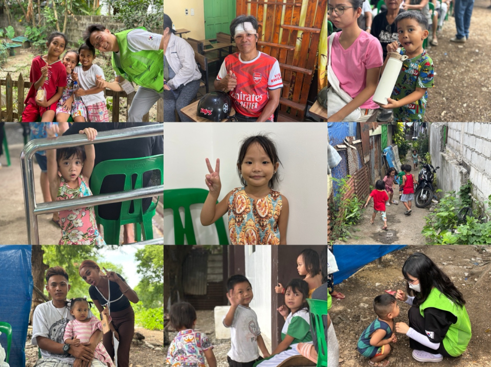 ▲진료소를 찾은 현지 환자들과 아이들의 모습.